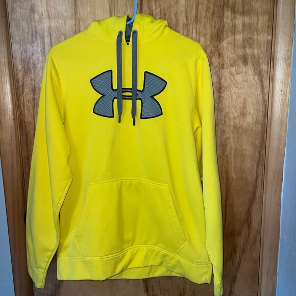Yellow Under Armour Hooded Sweatshirt Hoodie Size Medium - Picture 1 of 9